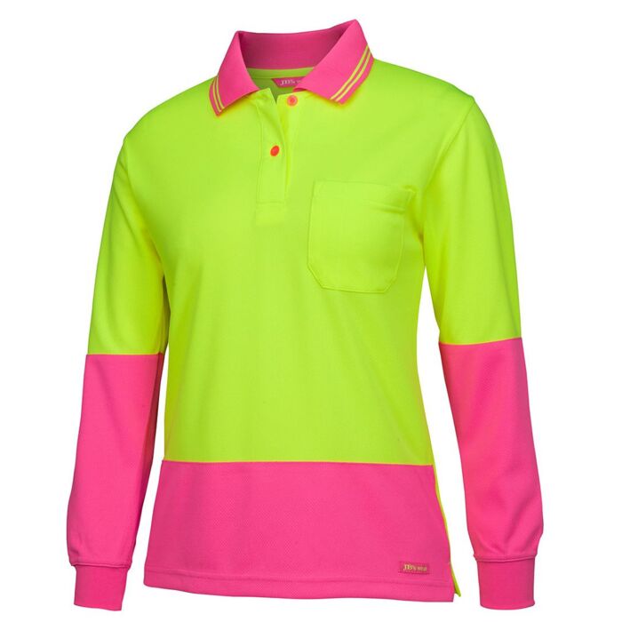 JBs Wear Ladies Hi Vis L/S Comfort Polo (D) Thumbnail